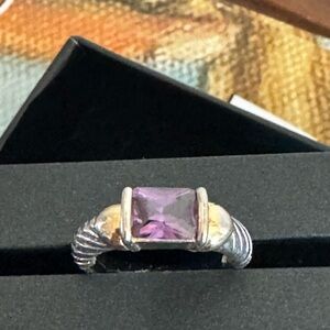 Vintage Silver Ring with Purple Gemstone Sz 7